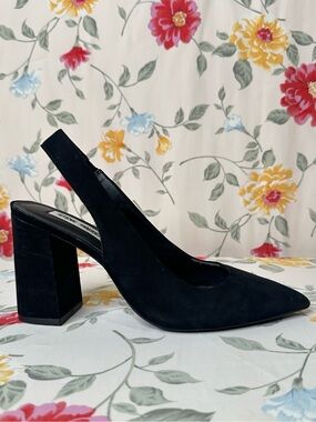 STEVE MADDEN | Vintage | Black Suede Slingback Dove Heels | Women’s | Size 9